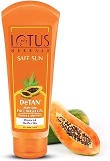 Lotus Herbals Safe Sun Detan Facewash Gel Papaya & Aloe Vera 100g