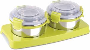 Nayasa Steel Lock Dry Fruit Set Container2+1Tray
