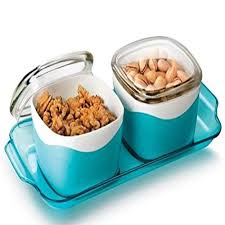 Nayasa Meraki Noel Dryfruit Set 2 Bowls, 1Tray