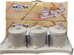 Nayasa Sapphire 3 Square Festive Server Set 1 Tray+3Container